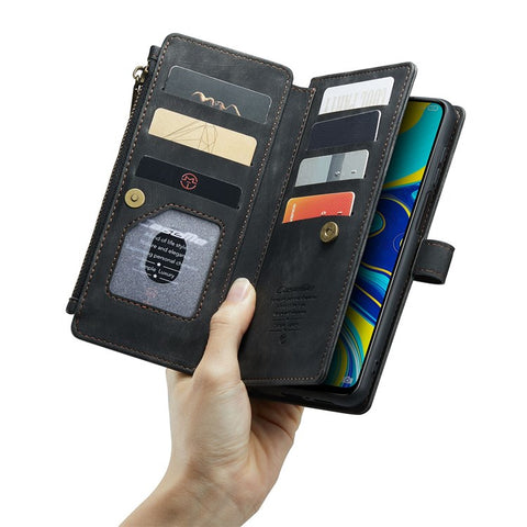 For Xiaomi Redmi Note 9 Pro / Note 9 Pro Max / Note 9S Phone Cases with Strap CASEME C30 Zipper Multiple Card Holder PU Leather Cover
