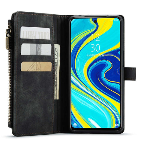 For Xiaomi Redmi Note 9 Pro / Note 9 Pro Max / Note 9S Phone Cases with Strap CASEME C30 Zipper Multiple Card Holder PU Leather Cover
