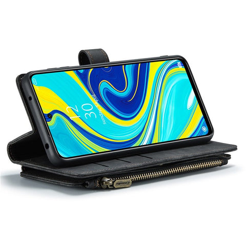 For Xiaomi Redmi Note 9 Pro / Note 9 Pro Max / Note 9S Phone Cases with Strap CASEME C30 Zipper Multiple Card Holder PU Leather Cover