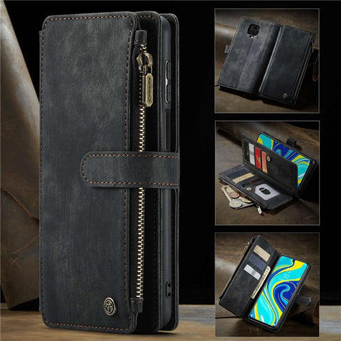 For Xiaomi Redmi Note 9 Pro / Note 9 Pro Max / Note 9S Phone Cases with Strap CASEME C30 Zipper Multiple Card Holder PU Leather Cover