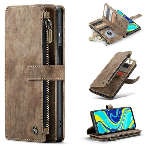 For Xiaomi Redmi Note 9 Pro / Note 9 Pro Max / Note 9S Phone Cases with Strap CASEME C30 Zipper Multiple Card Holder PU Leather Cover