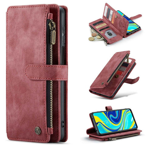 For Xiaomi Redmi Note 9 Pro / Note 9 Pro Max / Note 9S Phone Cases with Strap CASEME C30 Zipper Multiple Card Holder PU Leather Cover