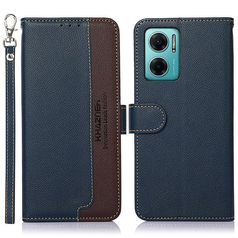 KHAZNEH for Xiaomi Redmi Note 11E 5G / Redmi 10 5G / Redmi 10 Prime+ 5G Wallet Style RFID Blocking Stand Phone Case Litchi Texture Leather Anti-shock Flip Shell with Strap