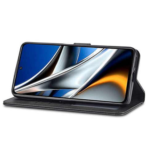 LC.IMEEKE for Xiaomi Poco X4 Pro 5G Textured PU Leather Anti-collision Flip Folio Stand Wallet Case Phone Case Cover