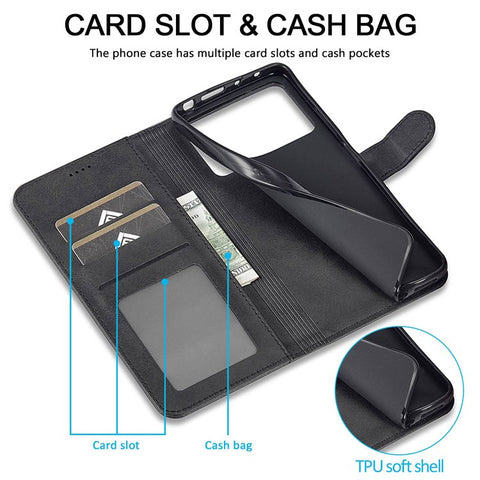 LC.IMEEKE for Xiaomi Poco X4 Pro 5G Textured PU Leather Anti-collision Flip Folio Stand Wallet Case Phone Case Cover