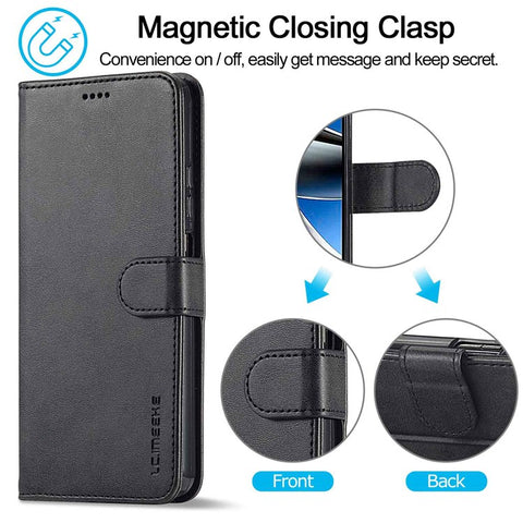 LC.IMEEKE for Xiaomi Poco X4 Pro 5G Textured PU Leather Anti-collision Flip Folio Stand Wallet Case Phone Case Cover