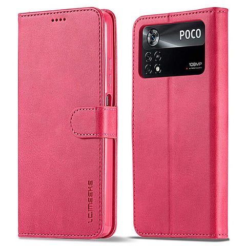 LC.IMEEKE for Xiaomi Poco X4 Pro 5G Textured PU Leather Anti-collision Flip Folio Stand Wallet Case Phone Case Cover