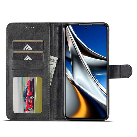 LC.IMEEKE for Xiaomi Poco M4 Pro 4G Well-protected Textured PU Leather Flip Folio Stand Wallet Case Phone Case Cover