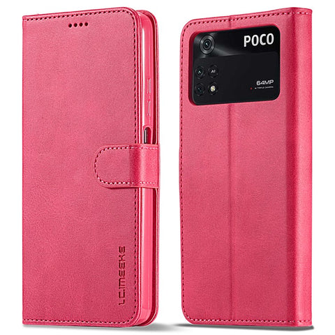 LC.IMEEKE for Xiaomi Poco M4 Pro 4G Well-protected Textured PU Leather Flip Folio Stand Wallet Case Phone Case Cover