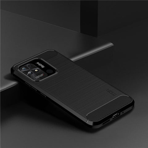 MOFI JK TPU Series-1 for Xiaomi Redmi 10C 4G Carbon Fiber Texture Brushed Case Drop-Proof Soft TPU Shell Back Cover