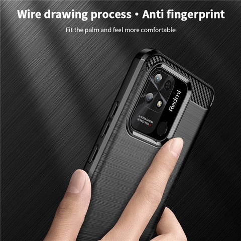 MOFI JK TPU Series-1 for Xiaomi Redmi 10C 4G Carbon Fiber Texture Brushed Case Drop-Proof Soft TPU Shell Back Cover