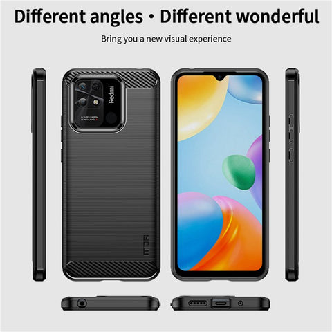 MOFI JK TPU Series-1 for Xiaomi Redmi 10C 4G Carbon Fiber Texture Brushed Case Drop-Proof Soft TPU Shell Back Cover