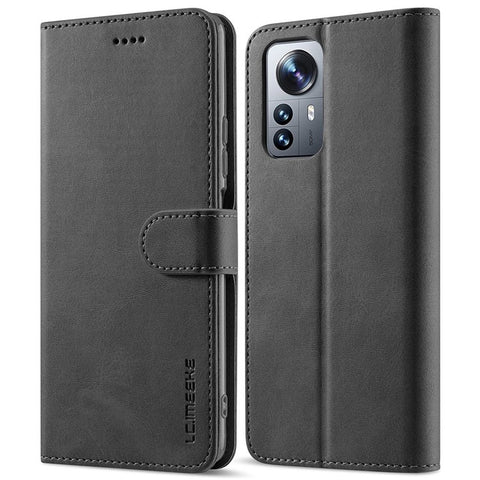LC.IMEEKE for Xiaomi 12/12X/12S 5G Textured Wallet PU Leather Flip Folio Stand Case Mobile Phone Case Cover