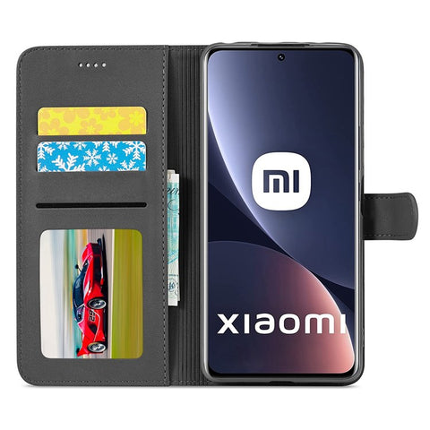 LC.IMEEKE for Xiaomi 12/12X/12S 5G Textured Wallet PU Leather Flip Folio Stand Case Mobile Phone Case Cover