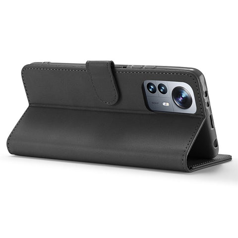 LC.IMEEKE for Xiaomi 12/12X/12S 5G Textured Wallet PU Leather Flip Folio Stand Case Mobile Phone Case Cover