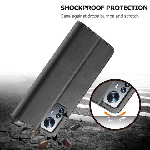 LC.IMEEKE for Xiaomi 12/12X/12S 5G Textured Wallet PU Leather Flip Folio Stand Case Mobile Phone Case Cover