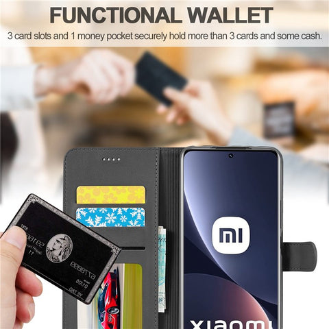 LC.IMEEKE for Xiaomi 12/12X/12S 5G Textured Wallet PU Leather Flip Folio Stand Case Mobile Phone Case Cover