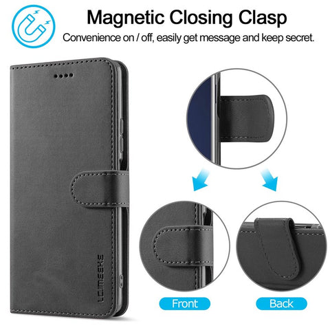 LC.IMEEKE for Xiaomi 12/12X/12S 5G Textured Wallet PU Leather Flip Folio Stand Case Mobile Phone Case Cover