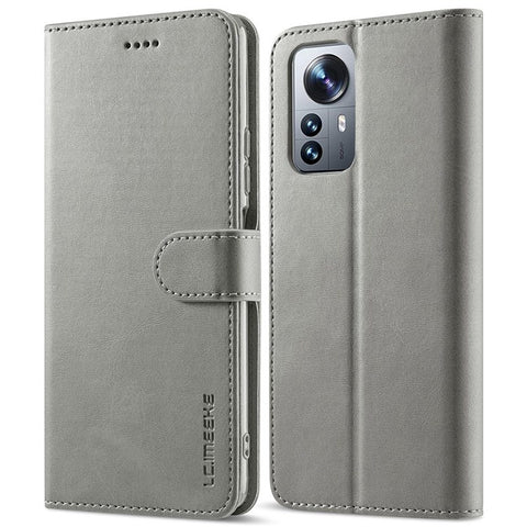 LC.IMEEKE for Xiaomi 12/12X/12S 5G Textured Wallet PU Leather Flip Folio Stand Case Mobile Phone Case Cover