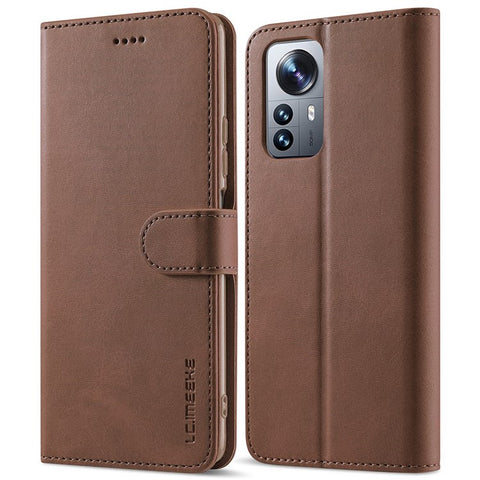 LC.IMEEKE for Xiaomi 12/12X/12S 5G Textured Wallet PU Leather Flip Folio Stand Case Mobile Phone Case Cover