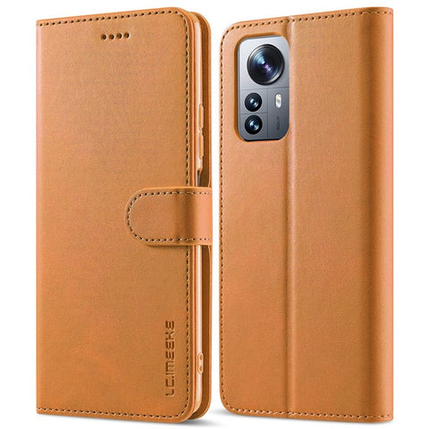 LC.IMEEKE for Xiaomi 12/12X/12S 5G Textured Wallet PU Leather Flip Folio Stand Case Mobile Phone Case Cover