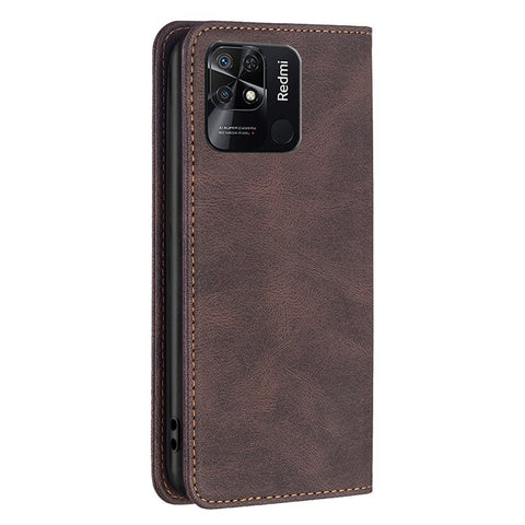 BINFEN COLOR For Xiaomi Redmi 10C 4G Leather Case Mobile Cover Stand with RFID Blocking Card Holder