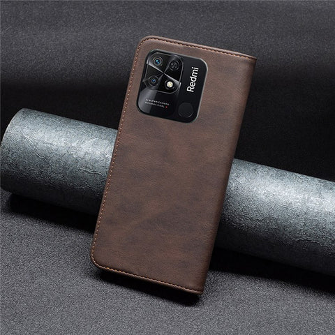 BINFEN COLOR For Xiaomi Redmi 10C 4G Leather Case Mobile Cover Stand with RFID Blocking Card Holder