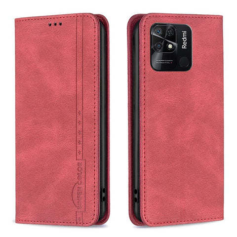 BINFEN COLOR For Xiaomi Redmi 10C 4G Leather Case Mobile Cover Stand with RFID Blocking Card Holder