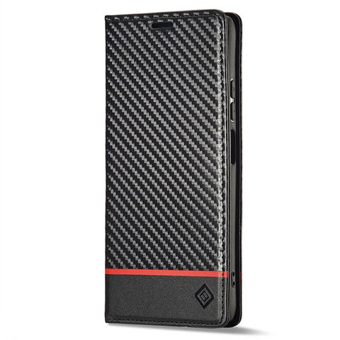 LC.IMEEKE For Xiaomi Poco X4 Pro 5G Anti-scratch Flip Wallet Case, PU Leather Carbon Fiber Texture Stand Magnetic Auto-absorbed Folio Phone Cover