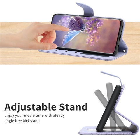 For Xiaomi Redmi 9C/9C NFC/Poco C3 Wallet Phone Case Butterfly Flowers Imprinted PU Leather Protective Folio Flip Cover Anti-Scratch Stand Shell with Shoulder Strap
