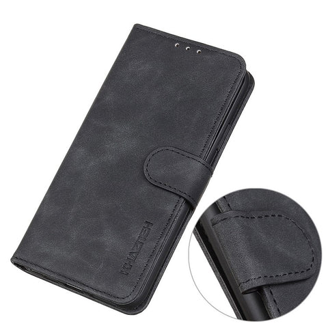 KHAZNEH Vintage Leather Wallet Case for Xiaomi Redmi 10A/Redmi 9C/9C NFC, Stand Function Magnetic Flip TPU Shockproof Folio Cover