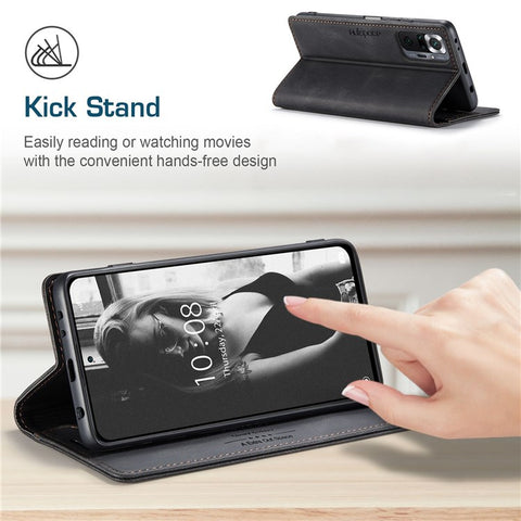 AUTSPACE A01 Series for Xiaomi Redmi Note 10 Pro 4G (India)/(Global)/Note 10 Pro Max Leather Case RFID Blocking Wallet Stand Flip Cover