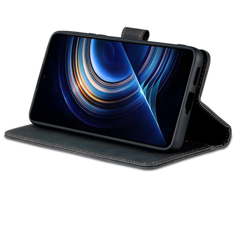 AZNS for Xiaomi Redmi K50/K50 Pro PU Leather Wallet Phone Case Full Body Protection Stand Magnetic Folio Folding Cover