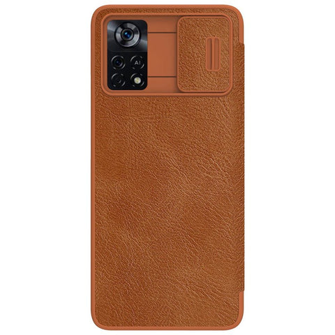 NILLKIN Qin Pro Series for Xiaomi Poco X4 Pro 5G Card Holder PU Leather Flip Folio Phone Case with Camera Sliding Cover