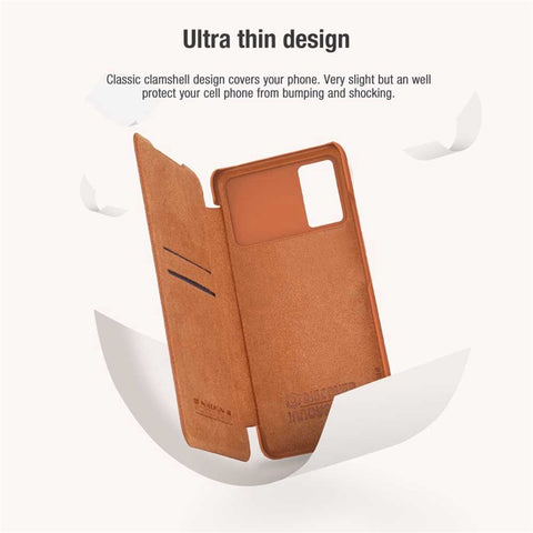 NILLKIN Qin Pro Series for Xiaomi Poco X4 Pro 5G Card Holder PU Leather Flip Folio Phone Case with Camera Sliding Cover