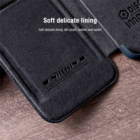 NILLKIN Qin Pro Series for Xiaomi Poco X4 Pro 5G Card Holder PU Leather Flip Folio Phone Case with Camera Sliding Cover