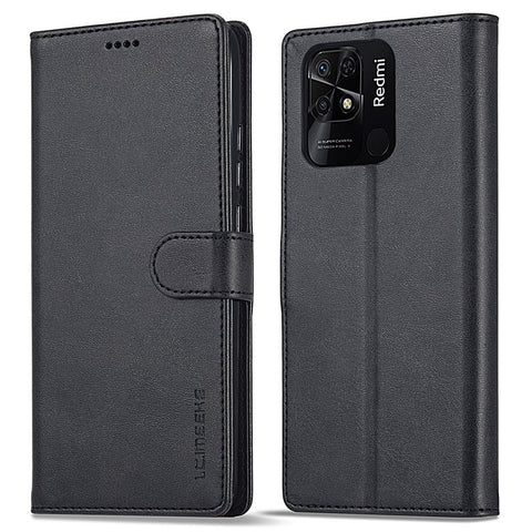 LC.IMEEKE For Xiaomi Redmi 10C 4G Protective Shell, Textured PU Leather Magnetic Clasp Phone Case with Wallet Stand