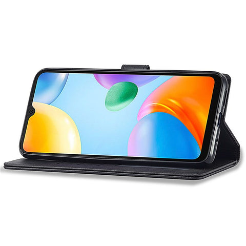 LC.IMEEKE For Xiaomi Redmi 10C 4G Protective Shell, Textured PU Leather Magnetic Clasp Phone Case with Wallet Stand