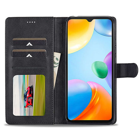 LC.IMEEKE For Xiaomi Redmi 10C 4G Protective Shell, Textured PU Leather Magnetic Clasp Phone Case with Wallet Stand