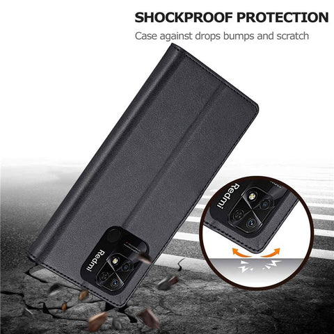 LC.IMEEKE For Xiaomi Redmi 10C 4G Protective Shell, Textured PU Leather Magnetic Clasp Phone Case with Wallet Stand