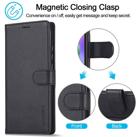 LC.IMEEKE For Xiaomi Redmi 10C 4G Protective Shell, Textured PU Leather Magnetic Clasp Phone Case with Wallet Stand