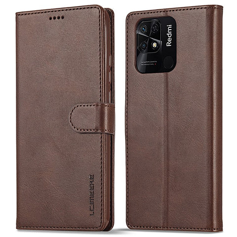 LC.IMEEKE For Xiaomi Redmi 10C 4G Protective Shell, Textured PU Leather Magnetic Clasp Phone Case with Wallet Stand