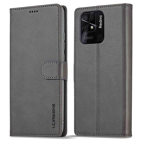 LC.IMEEKE For Xiaomi Redmi 10C 4G Protective Shell, Textured PU Leather Magnetic Clasp Phone Case with Wallet Stand