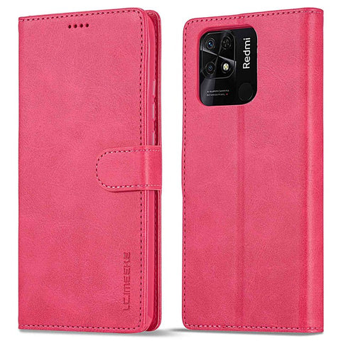 LC.IMEEKE For Xiaomi Redmi 10C 4G Protective Shell, Textured PU Leather Magnetic Clasp Phone Case with Wallet Stand