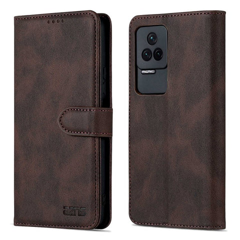 AZNS For Xiaomi Poco F4 5G / Redmi K40S 5G Wallet Style PU Leather Phone Case Anti-fall Magnetic Shell with Stand
