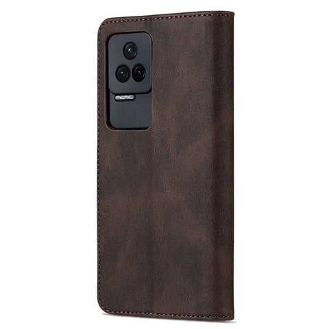 AZNS For Xiaomi Poco F4 5G / Redmi K40S 5G Wallet Style PU Leather Phone Case Anti-fall Magnetic Shell with Stand