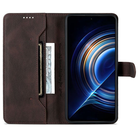 AZNS For Xiaomi Poco F4 5G / Redmi K40S 5G Wallet Style PU Leather Phone Case Anti-fall Magnetic Shell with Stand