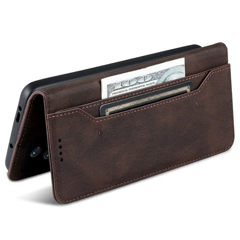 AZNS For Xiaomi Poco F4 5G / Redmi K40S 5G Wallet Style PU Leather Phone Case Anti-fall Magnetic Shell with Stand