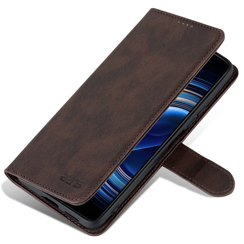 AZNS For Xiaomi Poco F4 5G / Redmi K40S 5G Wallet Style PU Leather Phone Case Anti-fall Magnetic Shell with Stand