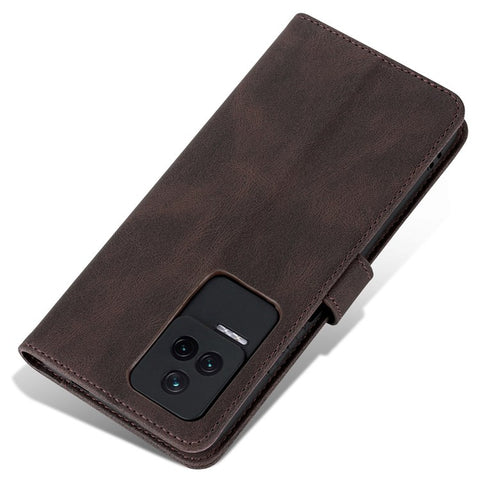 AZNS For Xiaomi Poco F4 5G / Redmi K40S 5G Wallet Style PU Leather Phone Case Anti-fall Magnetic Shell with Stand